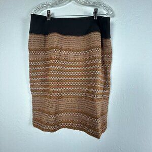 Worth New York Womens Brown Metallic Woven Tweed Pencil Skirt Size 10 Wool Blend